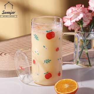 SWEEJAR แก้วบอโรซิลิเกตสูง พร้อมฝาปิด ทนความร้อน 700 มล. สําหรับนม กาแฟ น้ําผลไม้