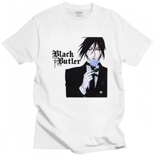 เสื้อยืดสีขาวเสื้อยืดลําลอง แขนสั้น พิมพ์ลายการ์ตูนอนิเมะ Black Butler Sebastian Michaelis Kuroshitsuji เหมาะกับการวิ่ง