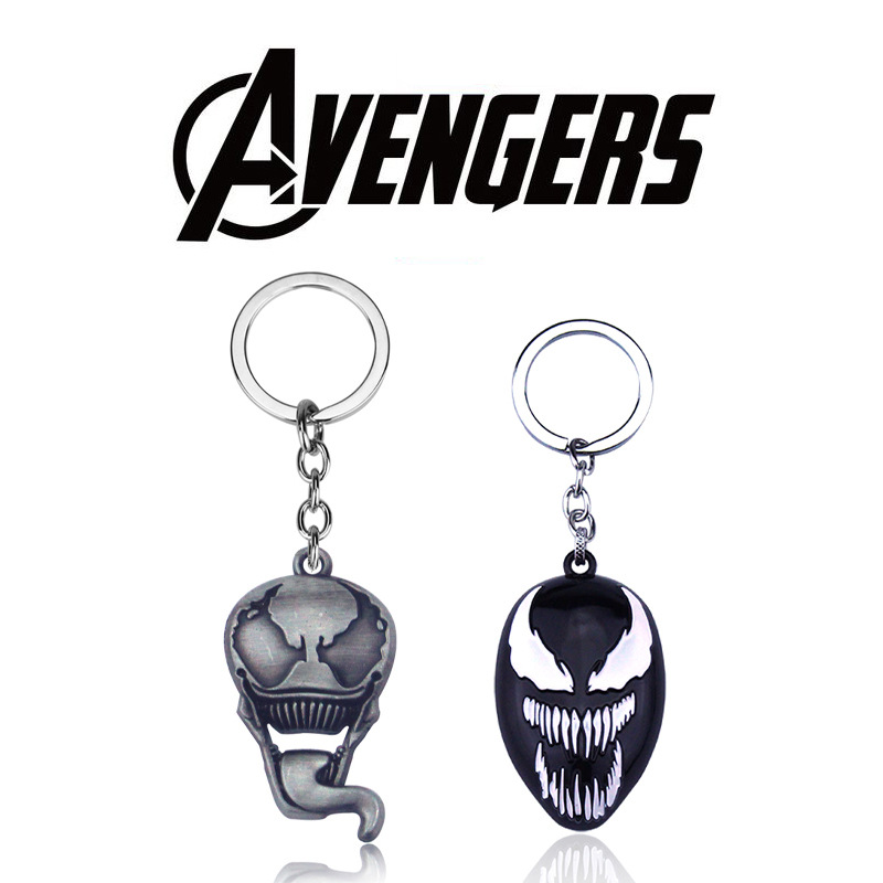 ใหม่ภาพยนตร์ Venom พวงกุญแจโลหะผสมจี้พวงกุญแจ Venom Spider Man Key Chain