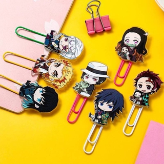 1ชิ้น คลิปหนีบกระดาษ การ์ตูนอนิเมะ Demon Slayer Kimetsu No Yaiba cute creative metal office school paper clips bookmark fine student memo clips set stationery supplies Kochou Shinobu Rengoku Kyoujurou Kanroji Mitsuri