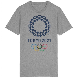 เสื้อยืดโอเวอร์ไซส์2020 -&gt; การแข่งขันกีฬาโอลิมปิกฤดูร้อน 2021 โตเกียวเสื้อยืดแฟชั่นบุรุษแขนสั้นผ้าฝ้ายเสื้อยืดสีเทาS-3XL