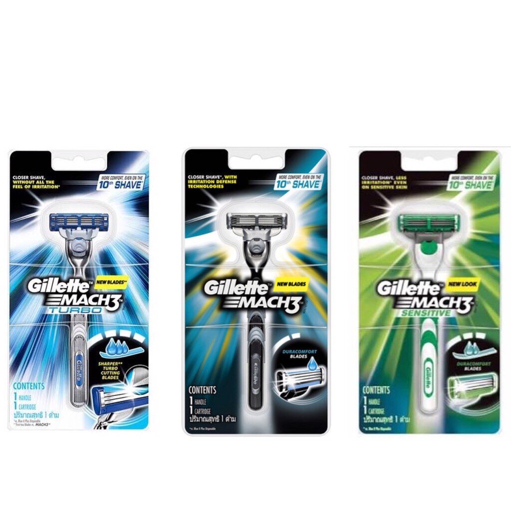 พร้อมส่ง！！ Gillette มีดโกน MACH3 SENSITIVE TURBO