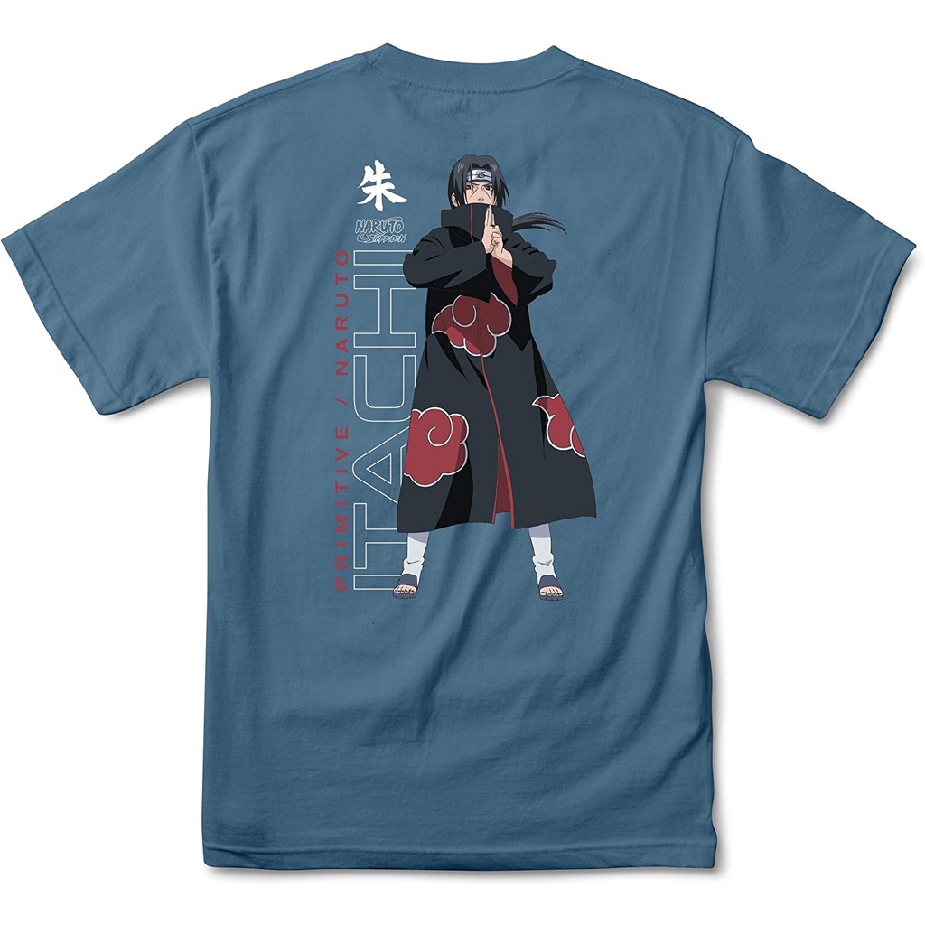 เสื้อยืดผ้าฝ้ายพรีเมี่ยม เสื้อยืดลำลองนารูโตะ Primitive X Naruto Itachi T-Shirt (Slate) Naruto co branded T-shirt S-5XL