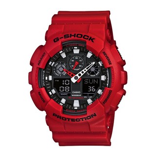 Casio G-Shock นาฬิกาข้อมือผู้ชาย สีแดง สายเรซิ่น รุ่น GA-100B-4