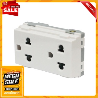 เต้ารับคู่ 3 ขา มีม่านนิรภัย HACO W8416V2 สีขาว เต้ารับสายไฟ DOUBLE SOCKET WITH SAFETY SHUTTERS HACO W8416V2 3-PIN WHITE