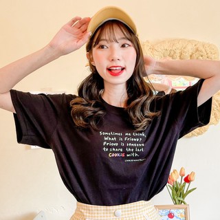 Live276# เสื้อยืด สีดำ Text S-XXL งานคัตตอล สไตล์เกาหลี Dream Big Tshirt โอเวอร์ไซน์ ลายน่ารัก พร้อมส่ง