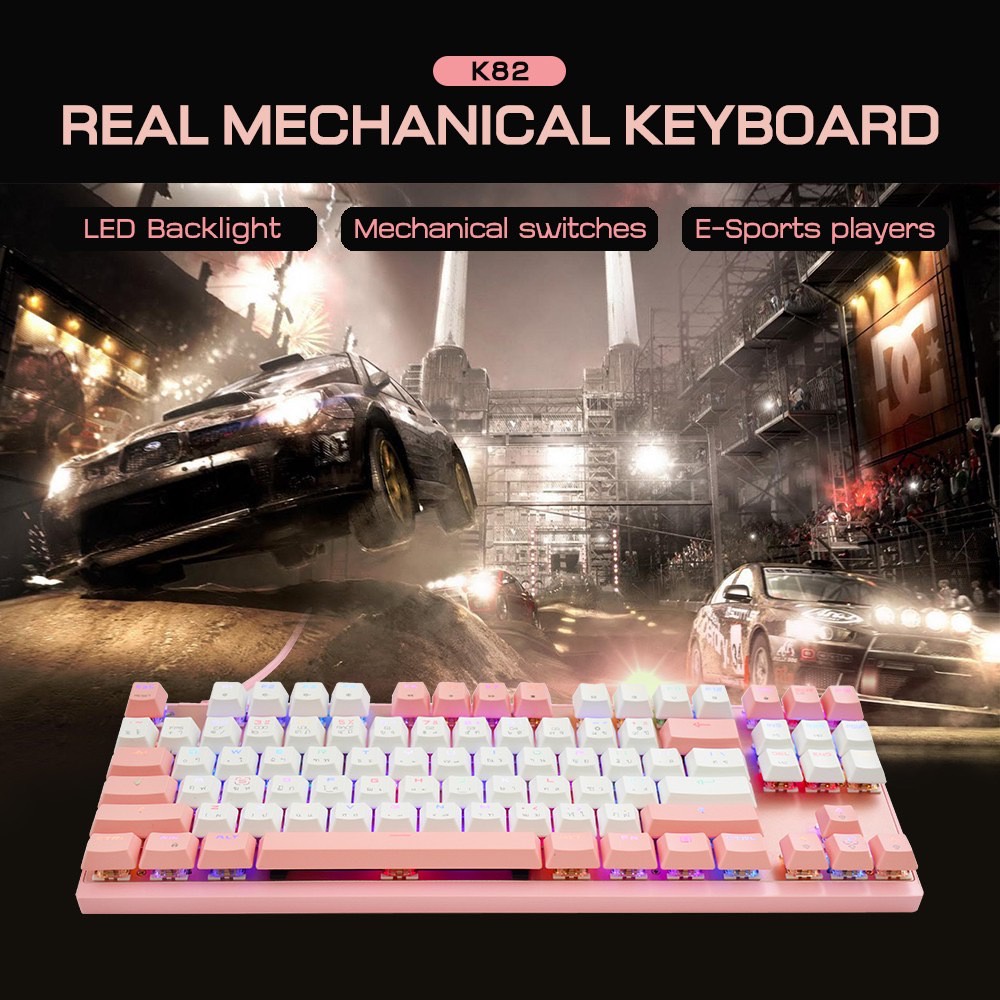 Oker Keyboard Games Blue sw machanical รุ่น K-82 (ใหม่ขาว-ชม ไฟสวยมว้ากกกกสินค้ารับประกัน 2 ปี)