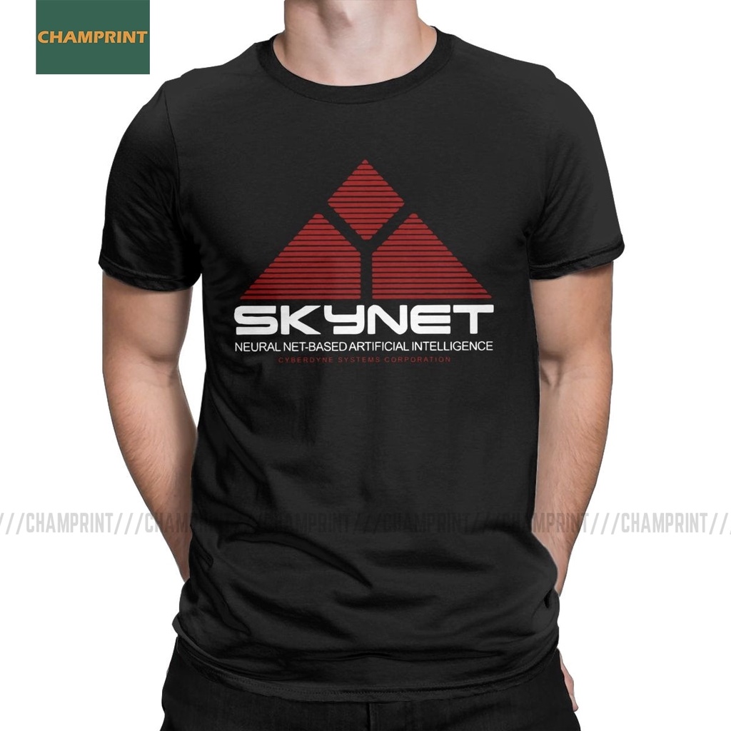 Skynet โลโก้ Terminator T เสื้อผู้ชายผ้าฝ้ายตลกเสื้อยืด Arnold Schwarzenegger T800 T1000 Skynet หุ่น