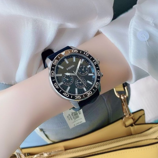 🎀 (สด-ผ่อน) นาฬิกา สายยางดำ หน้าปัดสีดำ BQ2494 FOSSIL Bannon Multifunction Black Silicone Watch
