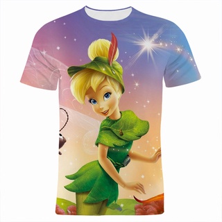 เสื้อยืด พิมพ์ลายการ์ตูนอนิเมะ Tinker Bell แฟชั่นฤดูร้อน สําหรับผู้ชาย และผู้หญิง