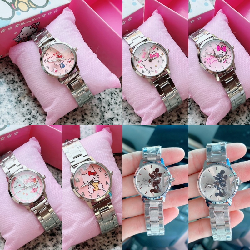 💥นาฬิกาแฟชั่น Fashion watch ลายการ์ตูน หลายแบบ แถมฟรีผ้าเช็ด พร้อมเซ็ทเวลา