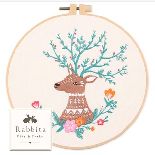 EB38 ชุดปักผ้า Rabbita DIY ลายกวาง ครบชุด พร้อมสะดึงและคู่มือ