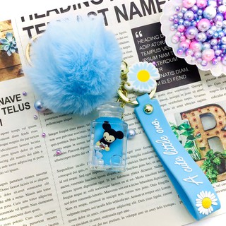 (( พร้อมส่ง )) พวงกุญแจ 3D ขยับได้ พวงกุญแจการ์ตูนน่ารัก แถมปอมพรีสีฟ้า