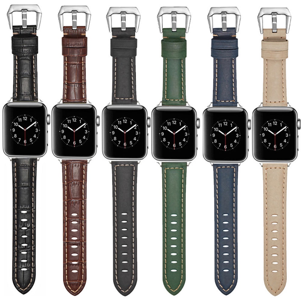 สายนาฬิกาข้อมือหนังวัวแท้ สําหรับ Apple Watch iwatch Apple 1 2 3 4 5 6 SE