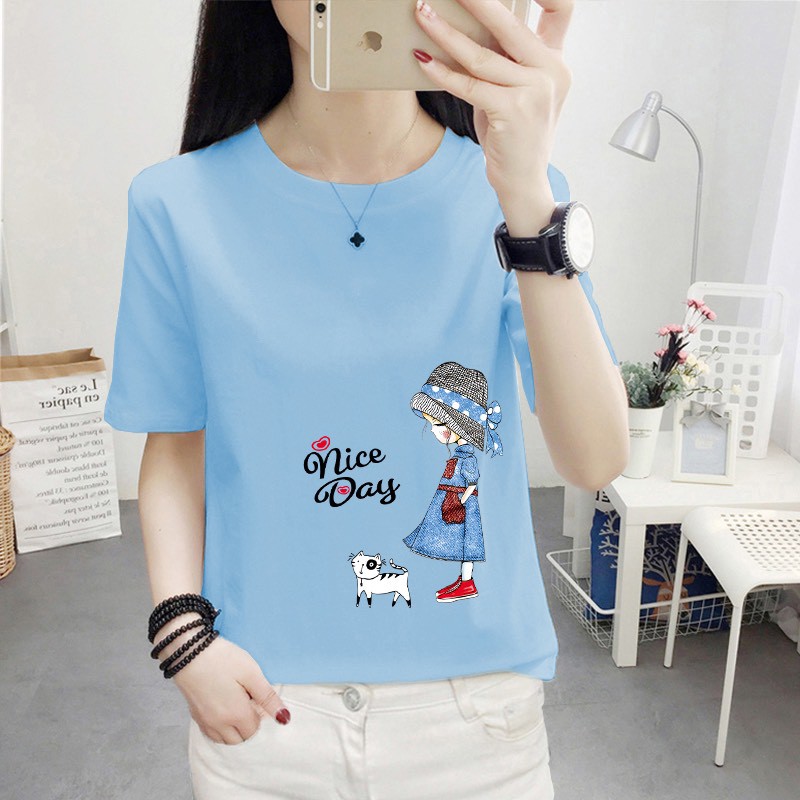NEWรุ่นA-115ขายดีเสื้อแฟชั่นผู้หญิง แขนสั้น สไตล์เกาหลี สวมใส่สบาย ลายสกรีนน่ารักสดใส [พร้อมส่ง][เก็บเงินปลายทาง]