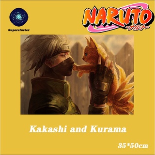 Naruto โปสเตอร์วอลเปเปอร์กระดาษคราฟท์ ลายการ์ตูนอนิเมะ God of Itachi Kakashi and Kurama ขนาด 50.5*35 ซม.