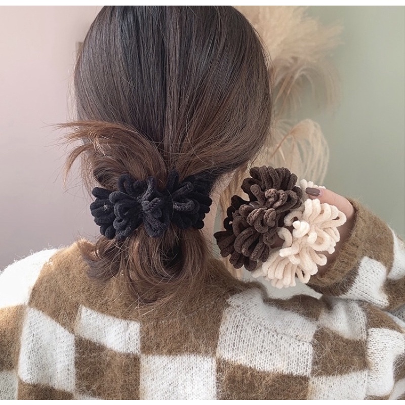 ยางรัดผมแฟชั่น 1ชิ้น))  น่ารักมาก ปุกปุย นุ่มนิ่ม โทนสีพาสเทล อบอุ่น  ใช้ดี - รูปที่ 7