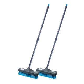 Poly-Brite โพลี-ไบรท์ แปรงขัดพื้น ด้ามยืดหด (2 ชิ้น) ด้ามเหล็กแข็งแรง ขจัดสิ่งสกปรก