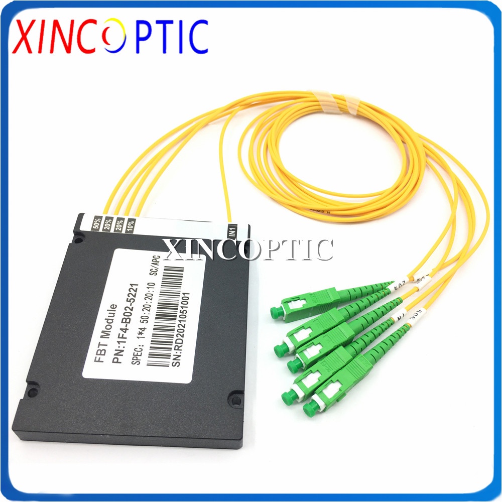 1X4 Single Window FBT Fiber Optic Coupler,1310nm 1550nm,SM,SC/APC,2.0mm,1M 100*80*10 ABS Box FBT Cou