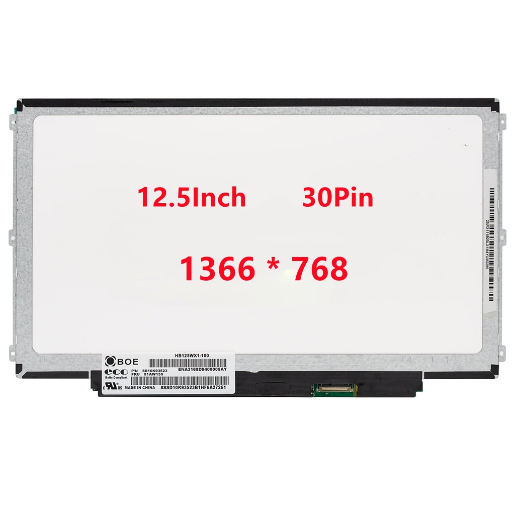 หน้าจอ LCD แล็ปท็อป 12.5 นิ้ว HB125WX1-100 HB125WX1-201 LP125WH2-TPB1 B125XTN03 สําหรับ HP 820 G2 Dell E7240 edp 30PINS
