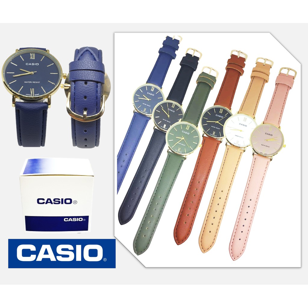 (พร้อมกล่อง) CASIO นาฬิกาข้อมือ กันน้ำ นาฬิกาคาสิโอ้ สายหนัง นาฬิกาผู้หญิง ควอตซ์หญิง นาฬิกาแฟชั่น นาฬิกาCASIO RC624