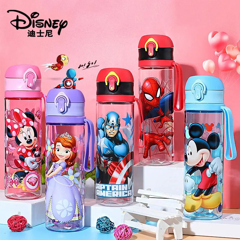 ขวดน้ำเด็กไปโรงเรียน กระติกน้ำพกพาน่ารักๆ 570ml Tritan Spider-Man กระบอกน้ำรุ่นยกดื่ม สำหรับเด็กโต