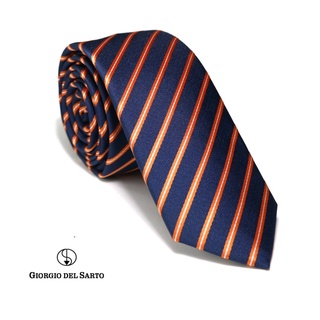 Giorgio Del Sarto Necktie 6 cm  Blue-Orange Stripe with Fabric Texture เนคไทสีน้ำเงินส้มลายรื้วมีเท็กเจอร์