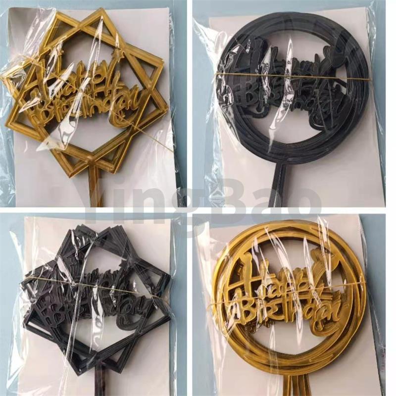 10ชิ้น/เซ็ตขนาดใหญ่อะคริลิสุขสันต์วันเกิดเค้ก ที บน วันเกิดพรรคเค้กตกแต่งทองเงินสีดํากุหลาบทอง ราคา ถูกที่สุด ดีลบีเคเค แกลเลอรีภาพที่ 4