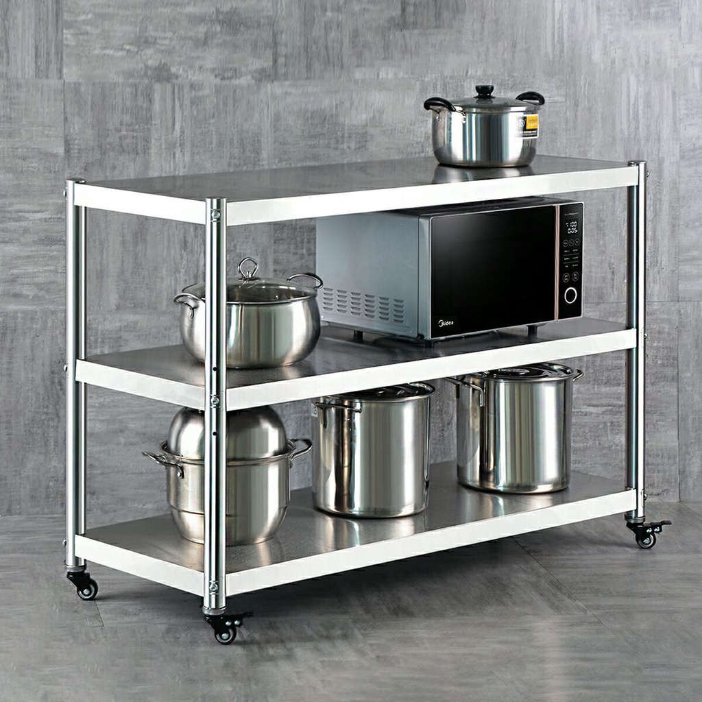 Thickened Stainless Steel Kitchen Rack with Wheels Household Microwave ...