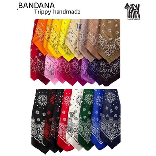 ผ้าเช็ดหน้า Bandana Paisley  ผ้าโผกผม ลายลูกน้ำ ผ้าคอตตอล100%(รับประกันสีไม่ตก)