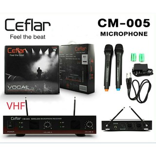 ไมค์ลอยคู่ WIRELESS MICROPHONE VHF รุ่น CEFLAR CM-005 สินค้ารับประกัน 1 ปี.