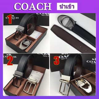 Coach F64889 ผู้ชายเข็มขัดหนัง เข็มขัดหนังแท้ เข็มขัดหนัง