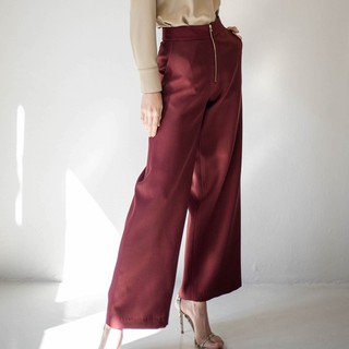 TIYA MOD PANTS กางเกงขาบาน มีดีเทลซิปตรงเอว PRE-ORDER 2 WEEKS