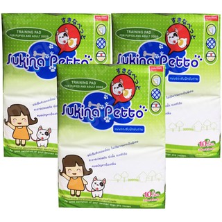 Sukina Petto Dog Puppy Training Pad 35x45cm - 10 Pcs (3 bags) แผ่นฝึกแผ่นรองฉี่สุนัข 30x45 ซม. จำนวน 10 แผ่น/ถุง (3 ถุง)