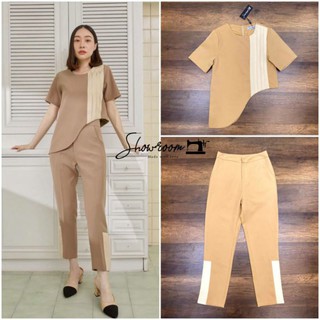 Showroom Brand ::  Latte Creamy Co ord set เซ็ตเสื้อคอกลมแขนสั้นดีไซน์เก๋ + กางเกงขายาว