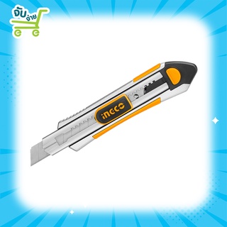 INGCO มีดคัทเตอร์ อลูมิเนียม ใบมีด 18 มม. พร้อมใบมีดสำรอง 5+1 ใบ รุ่น HKNS1808 ( Snap-Off Blade Knife )