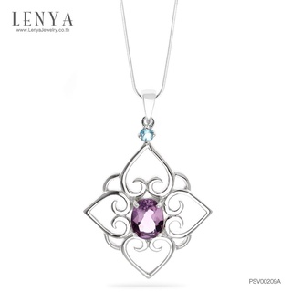 Lenya Jewelry จี้เงินแท้ ประดับพลอยอเมทิสต์ และบลูโทแพส ดีไซน์อ่อนหวาน