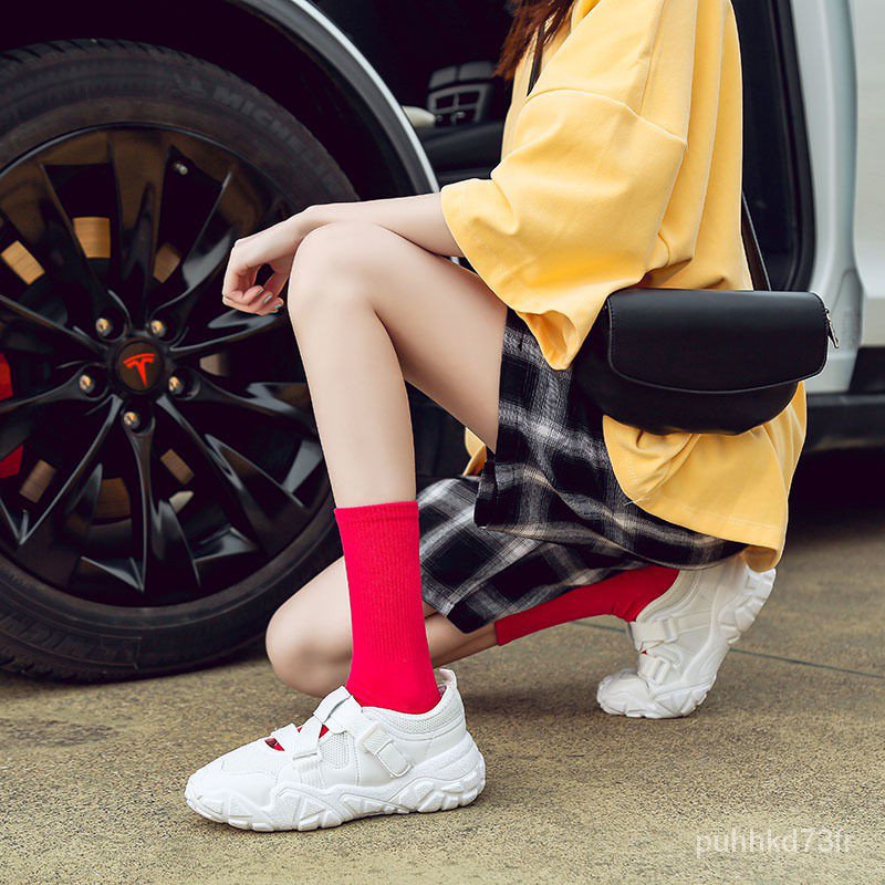 Hot sale สุทธิสีแดงพีชสกปรกสกปรกรองเท้าเก่าหญิง ins น้ำ 2020 ฤดูร้อน ...