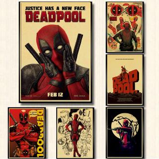 โปสเตอร์กระดาษคราฟท์พิมพ์ลาย Marvel Superhero Deadpool สําหรับตกแต่งบ้าน