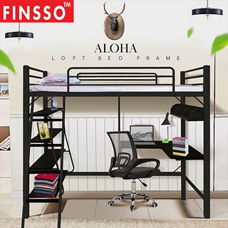 💐FINSSO💐: (Aloha Metal Loft Bed Frame) เตียง โครงเตียง ชั้นลอย มีชั้น2 เตียง โต๊ะ เตียงนอน