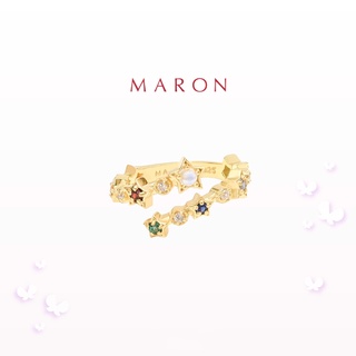 MARON - Nine Lucky Stars Cross Ring ชุบ 18K Gold แหวนดาวนพเก้า เสริมดวง เงินแท้925