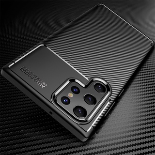 S23Ultra Case Carbon Fiber Pattern Matte Cover For Samsung Galaxy S 23 S23 Ultra Plus 5G Camera Shockproof Silicone Bumper Funda