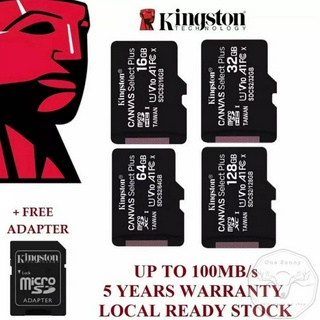 เมมโมรี่การ์ด Kingston 16GB 32GB 64GB 128GB Memory Card Micro SD SDHC Class10คิงส์ตัน(ของแท้100％)