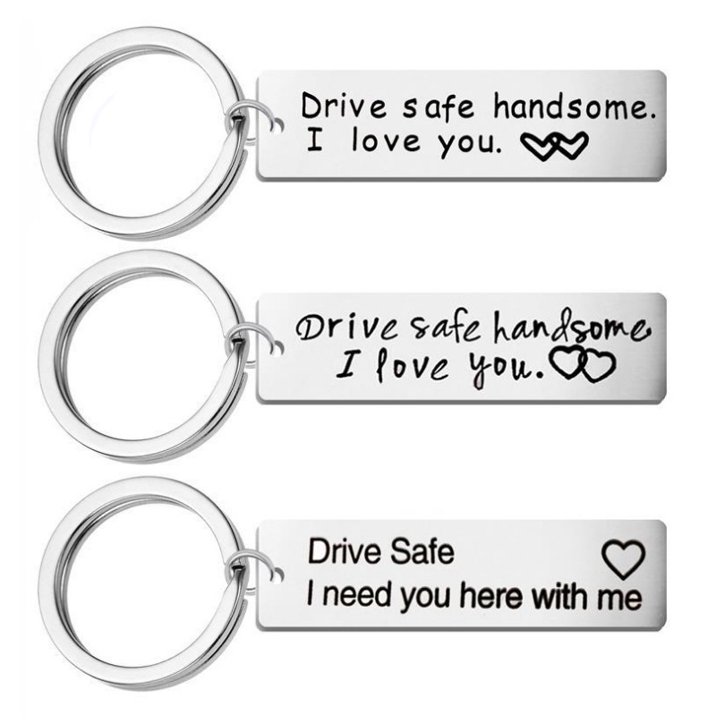 Drive Safe Keychain Love Keyring Car Wing รถจักรยานยนต์ Pendan Mirror ขัด