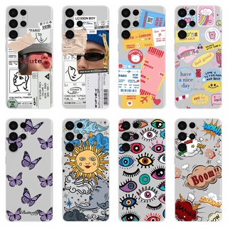 เคสโทรศัพท์มือถือ TPU ใส พิมพ์ลายฉลาก สําหรับ Samsung Galaxy S22 S22 Ultra S22 Plus (2022)