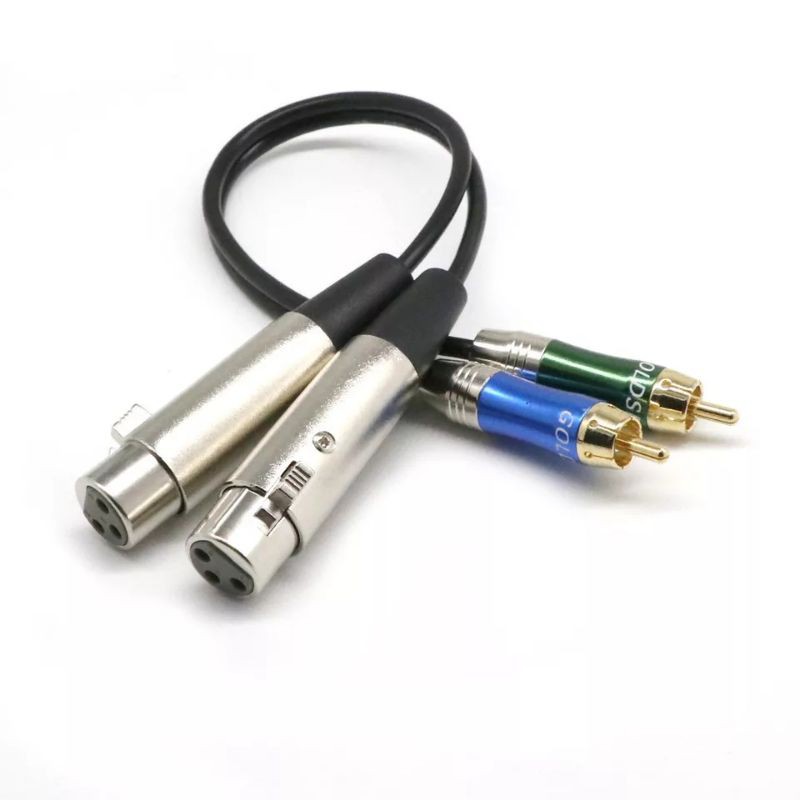 Dual XLR Male To Dual Rca Female Patch Cable - 2-xlrm To 2-rca Audio Cord Home Audio Equipment Link Cable Heavy Duty