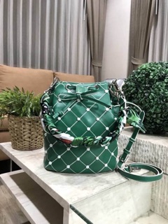 กระเป๋าสะพาย SCARF EMBELLISHED QUILTED DRAWSTRING BUCKET 2018