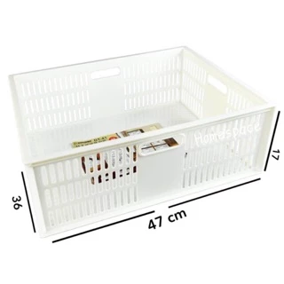ตะกร้าอเนกประสงค์ สี่เหลี่ยมสีขาว ยี่ห้อ Keyway รุ่น DT-41 ขนาด 36 x 47 x 17 cm