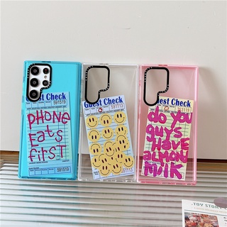 CASETIFY เคสโทรศัพท์มือถือแบบนิ่ม TPU ใส กันกระแทก ลายหน้ายิ้ม สําหรับ Samsung Galaxy S23 Ultra Plus S22 Ultra S20 S21 Ultra Plus S20+