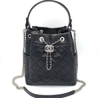 New chanel drawstring black caviar shw medium dmt.9"×9.5" full set with rec. Copy 139,999฿